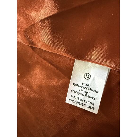 Fashionova Adriana Satin Gown Size M Orange Maxi Ruched Eveningwear Formal Prom - Picture 13 of 13